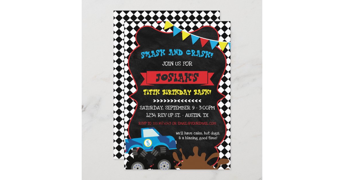 Invitation A L Anniversaire Du Camion Monster A Da Zazzle Fr