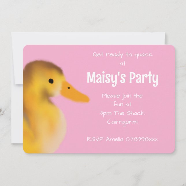 Invitation à l'anniversaire du canard mignon (Devant)