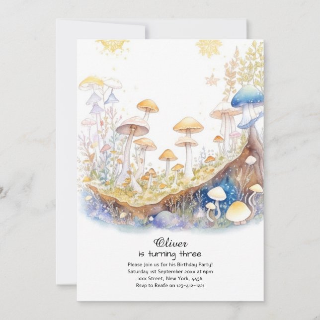 Invitation à l'anniversaire du champignon (Devant)