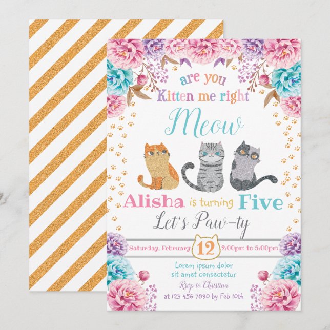 Invitation à l'anniversaire du chat (Devant / Derrière)