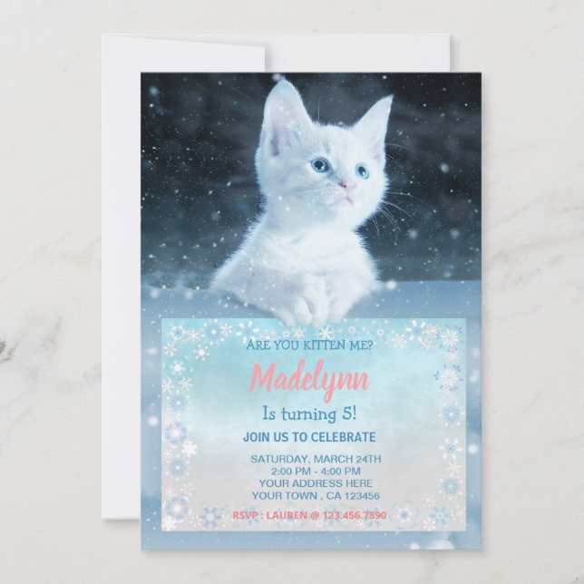 Invitation à l'anniversaire du Chat de Neige (Devant)