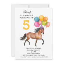 Invitation à l'anniversaire du cheval modifiable /