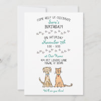 Invitation à l'anniversaire du chien et du chat