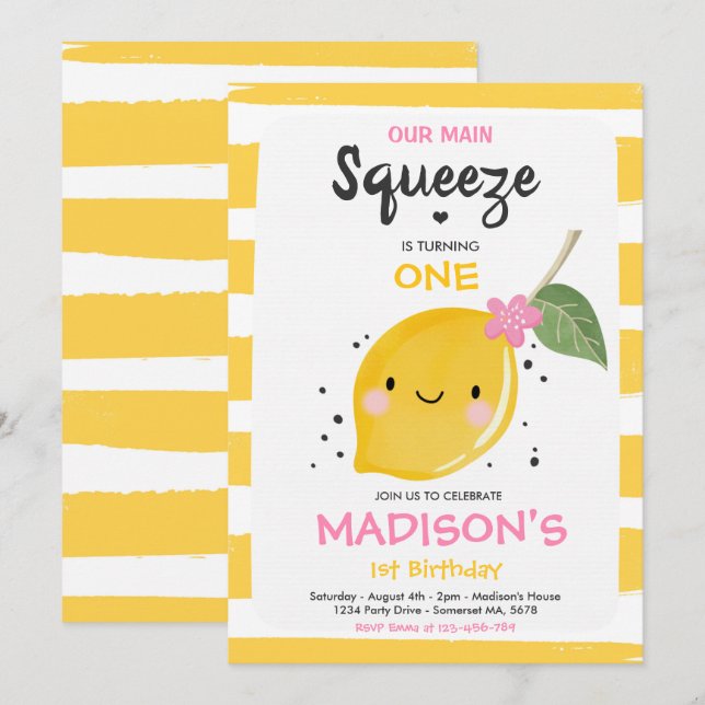 Invitation à l'anniversaire du citron Notre princi (Devant / Derrière)