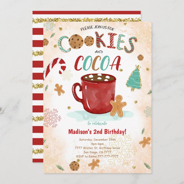 Invitation à l'anniversaire du cookie (Devant / Derrière)