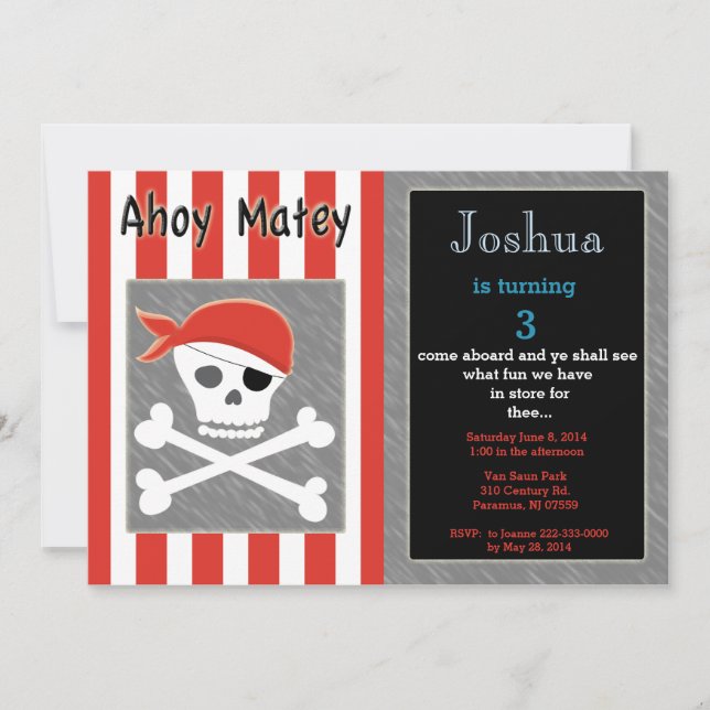 Invitation À L'Anniversaire Du Crâne Et De L'Os Cr (Devant)
