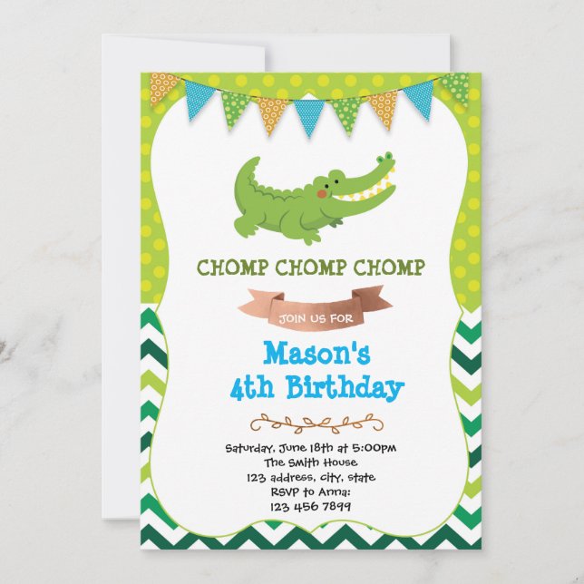 Invitation à l'anniversaire du crocodile (Devant)