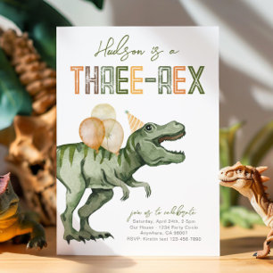 Invitation à l'anniversaire du dinosaure à trois r