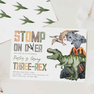 Invitation à l'anniversaire du dinosaure à trois r