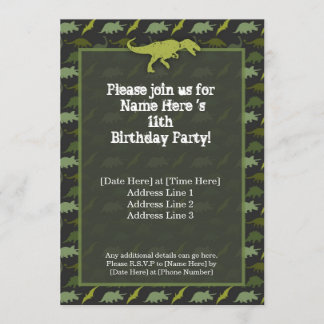 Invitation à l'anniversaire du dinosaure vert