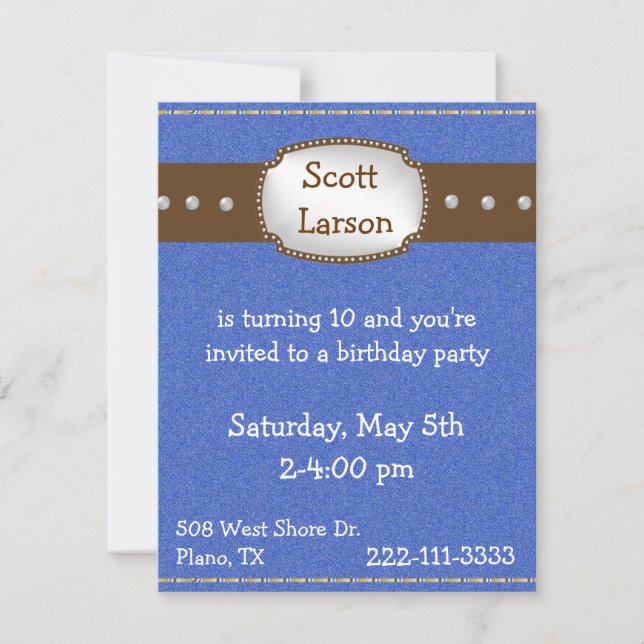 Invitation à l'anniversaire du garçon (Devant)
