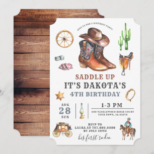 Invitation à l'anniversaire du garçon Cowboy 4e