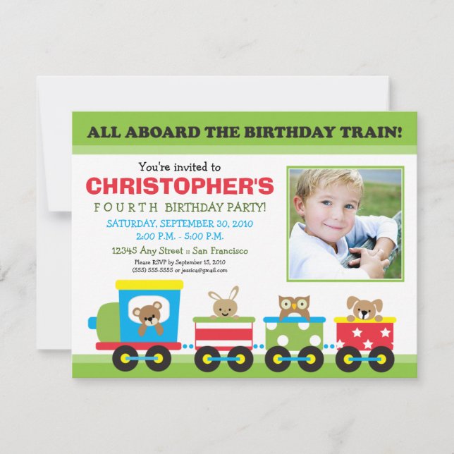 Invitation à l'anniversaire du Garçon de train à b (Devant)