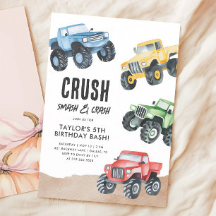Invitation à l'anniversaire du garçon Monster Truc