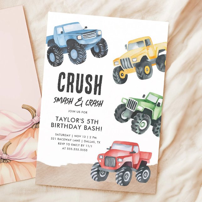 Invitation à l'anniversaire du garçon Monster Truc (Créateur téléchargé)