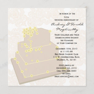 Invitation à l'anniversaire du gâteau mariage