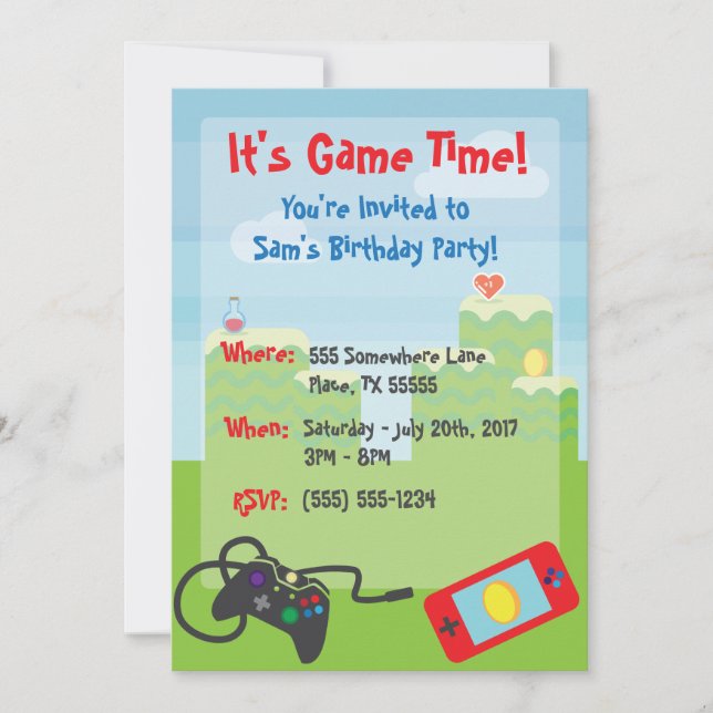 Invitation à l'anniversaire du jeu vidéo (Devant)