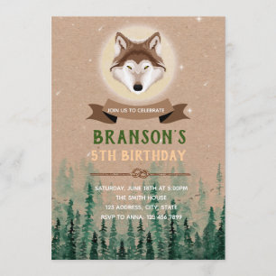 Invitation à l'anniversaire du loup de forêt
