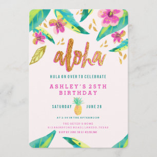 invitation à l'anniversaire du luau tropical