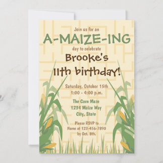 Invitation à l'anniversaire du maïs Maze