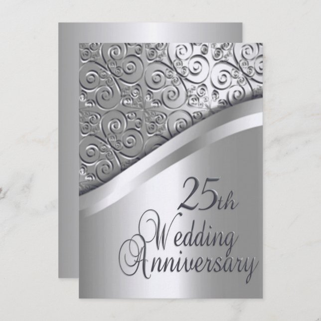 Invitation à l'anniversaire du Mariage d'argent (Devant / Derrière)
