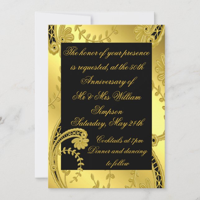 Invitation à l'anniversaire du Mariage d'or (Devant)