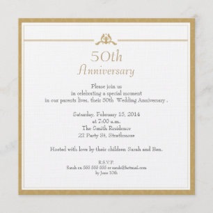 Invitation à l'anniversaire du Mariage d'or