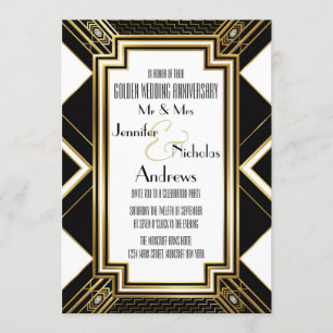 Invitation à l'anniversaire du Mariage d'or Art dé