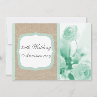 Invitation à l'anniversaire du Mariage Mint Peony