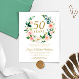 Invitation à l'anniversaire du Mariage rose pâle d