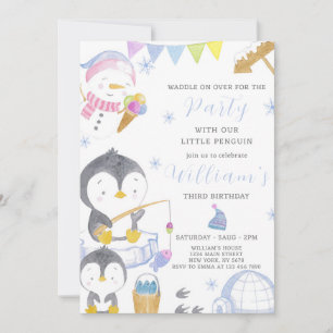 Invitation à l'anniversaire du mignon Penguin