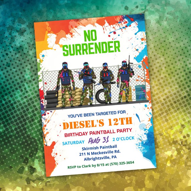 Invitation à l'anniversaire du Paintball (Créateur téléchargé)