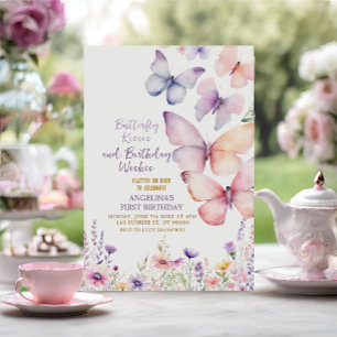 Invitation à l'anniversaire du papillon de fille m