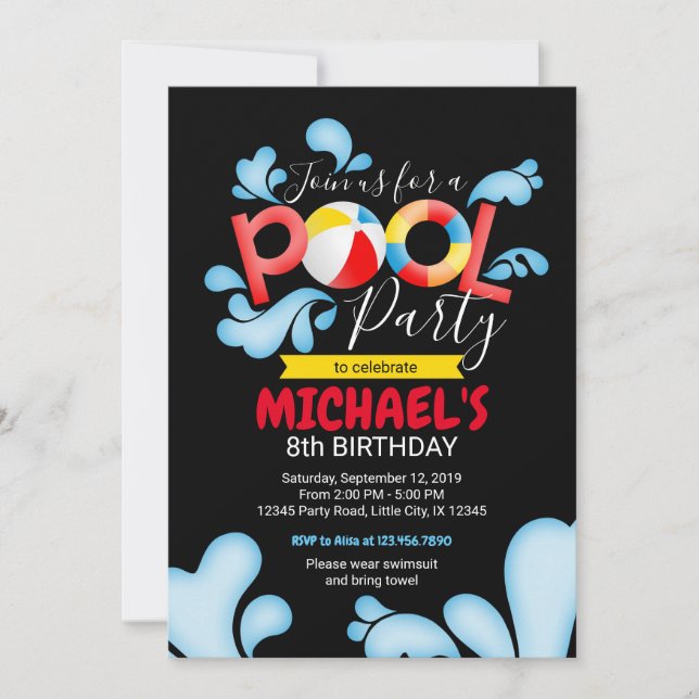 Invitation à l'anniversaire du pool (Devant)