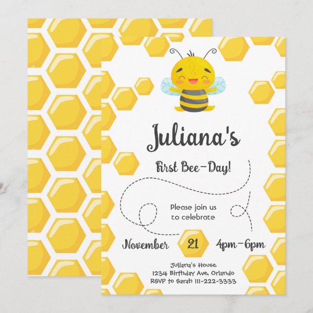 Invitation à l'Anniversaire du premier jour d'abei (Devant / Derrière)