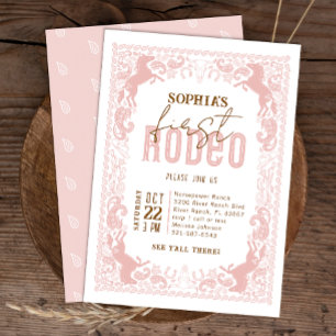 Invitation à l'anniversaire du premier rodéo rose 