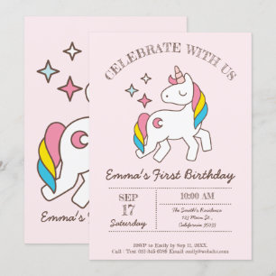 Invitation à l'anniversaire du Rainbow Unicorn Par