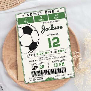 Invitation à l'anniversaire du soccer vert