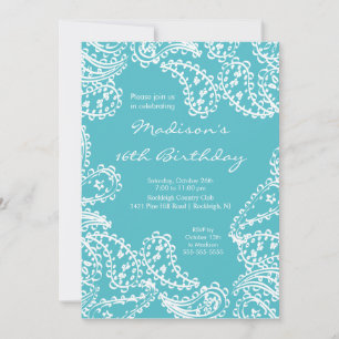 Invitation à l'anniversaire du Sweet sixteen Paisl
