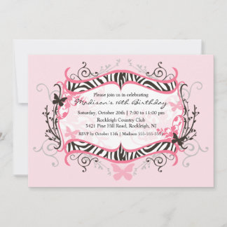 Invitation à l'anniversaire du Sweet sixteen rose