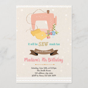 Invitation à l'anniversaire du thème de couture Vi