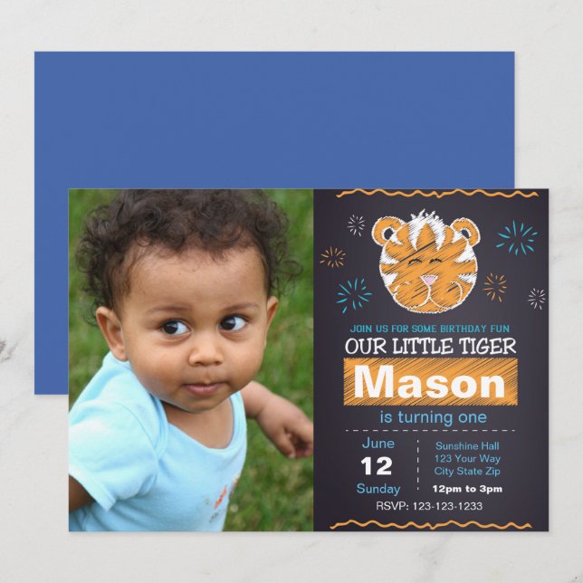 Invitation à l'anniversaire du tigre bleu avec pho (Devant / Derrière)