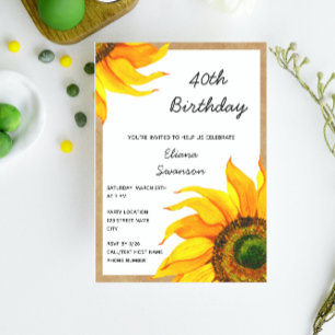 Invitation à l'anniversaire du tournesol