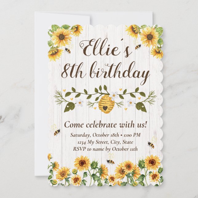Invitation à l'anniversaire du tournesol et de l'a (Devant)
