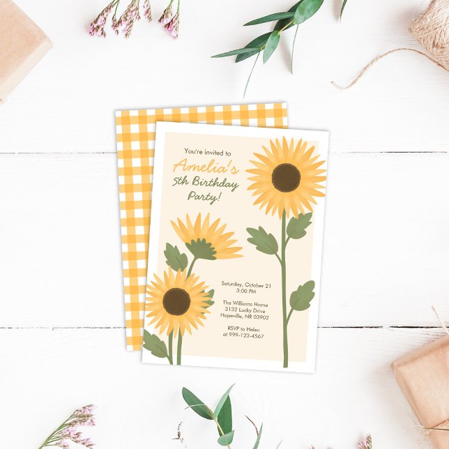 Invitation à l'anniversaire du tournesol pour la f (Créateur téléchargé)