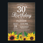 Invitation à l'anniversaire du tournesol russe<br><div class="desc">Invitation Rustic Sunflower 30e anniversaire. Fleurs florales et Arrière - plan en bois rustique. Country Vintage Retro. Les femmes, anniversaire. 12e 13e 15e 16e 18e 20e 21e 30e 40e 60e 70e 80e 90e 100e, tous âges. Numérique imprimable. Pour plus de personnalisation, cliquez sur le bouton "Customiser" et utilisez notre outil...</div>