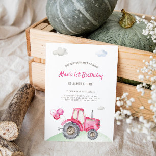 Invitation à l'anniversaire du tracteur rose