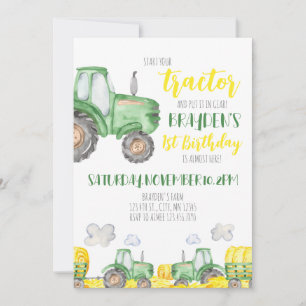 Invitation à l'anniversaire du tracteur vert