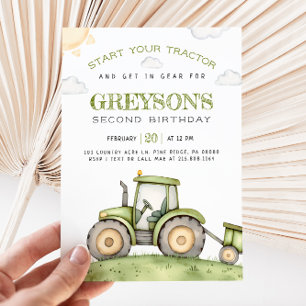 Invitation à l'anniversaire du tracteur vert