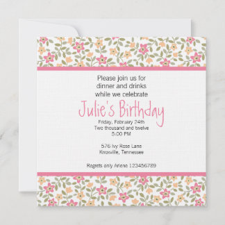 Invitation à l'anniversaire d'un adulte floral géa